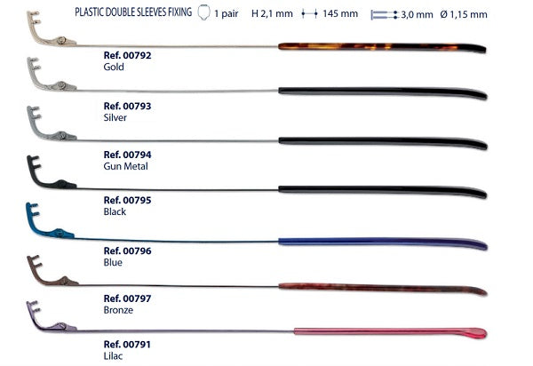 Temples for Rimless Frames - Stainless Steel - Double Sleeve Fixing