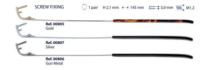 Temples for Rimless Frames - Stainless Steel - Screw Fixing