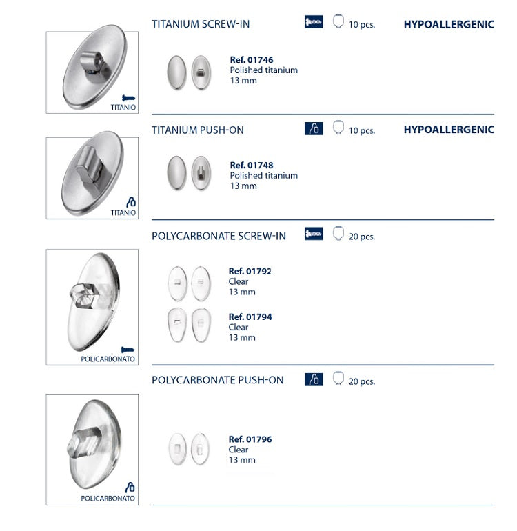 2 Titanium and Polycarbonate Nose Pads