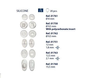 3 Nose Pads for Titanium & S/Steel Frames - Silicone