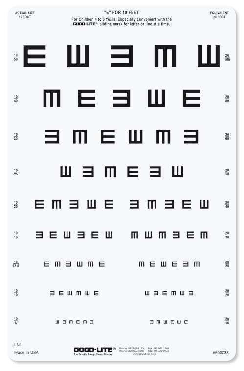 "E" for 10 Feet Chart